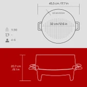 Lava Döküm Yuvarlak Mangal Izgara Set Döküm Demir Yekpare Çift Kulplu Çap (Ø)36cm. Kırmızı - 6