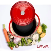 Lava Döküm Yuvarlak Tencere Döküm Demir Kapak Heritage Serisi Çap(Ø)20cm  Kırmızı - 6