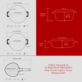 Lava Döküm Trendy Serisi Yuvarlak Derin ve Sığ 5 Parça Tencere Tava Çeyiz Seti  Kırmızı thumbnail 7