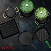 Lava Döküm 5x Trendy Serisi 8 Parça Tencere & Tava Seti  Yeşil thumbnail 8