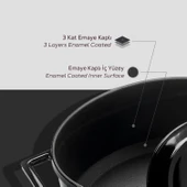 Lava Döküm Yuvarlak Tencere. Folk Çap(Ø)28cm. Siyah - 6