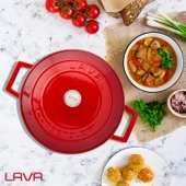 Lava Döküm Yuvarlak Tencere. Folk Çap(Ø)24cm.  Kırmızı thumbnail 7