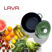 Lava Döküm Yuvarlak Tencere Döküm Demir Kapak New Heritage Serisi Çap(Ø)26cm.  Yeşil thumbnail 7