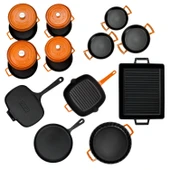 Lava Döküm 12x Trendy Serisi 17 Parça Tencere & Tava Seti  Turuncu thumbnail 4