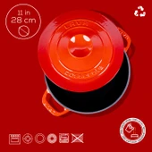 Lava Döküm Yuvarlak Tencere Döküm Demir Kapak Experience Serisi Çap(Ø)28cm  Kırmızı thumbnail 4