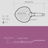 Lava Döküm Sığ Izgara Tavası Love Serisi Silikon Tel Saplı Ölçü 22x23cm.  Pembe thumbnail 6