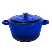Lava Döküm Yuvarlak Tencere Döküm Demir Kapak New Heritage Serisi Çap(Ø)26cm.  Mavi thumbnail 1