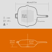 Lava Döküm Kare Izgara Tava Döküm Demir Yekpare Saplı Ölçü 26x26cm.  Turuncu thumbnail 5