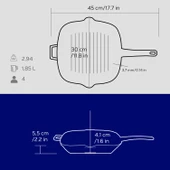 Lava Döküm Kare Izgara Tava Döküm Demir Yekpare Saplı Ölçü 26x26cm.  Mavi thumbnail 5