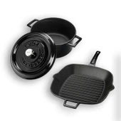 Lava Döküm Trendy 4 Parça Tencere Tava Seti  Siyah thumbnail 3