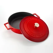 Lava Döküm Çok Amaçlı Yayvan Tencere. Folk Serisi Çap(Ø)24cm.  Kırmızı thumbnail 2