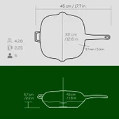 Lava Döküm Dikdörtgen Izgara Tava Döküm Demir Yekpare Saplı Ölçü 26x32cm.  Yeşil thumbnail 5