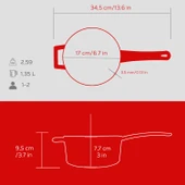 Lava Döküm Yuvarlak Sos Tenceresi Döküm Demir Yekpare Saplı Edition Serisi Çap(Ø16cm.  Kırmızı thumbnail 5