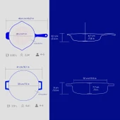 Lava Döküm 2X Edition Serisi Özel Koleksiyon Döküm Demir Tencere & Tava Seti Mavi - 6