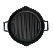 Lava Döküm Yuvarlak Izgara Tavası Döküm Demir Yekpare Çift Kulplu Konkav Taban 15mm. Çap(Ø)30cm. - 3