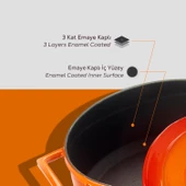 Lava Döküm Yuvarlak Tencere. Folk Çap(Ø)28cm. Turuncu - 6