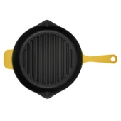 Lava Döküm Yuvarlak Izgara Tavası Döküm Demir Yekpare Saplı Spring Serisi Çap(Ø)28cm.  Sarı - 2