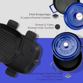 Lava Döküm 5X Trendy Serisi Döküm Demir Tencere Tava Çeyiz Seti  Mavi thumbnail 4