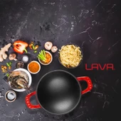Lava Döküm Mini Wok Yekpare Kulplu Çap(Ø)16cm.  Kırmızı - 6
