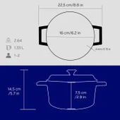 Lava Döküm Yuvarlak Tencere. Trendy Çap(Ø) 16cm.  Mavi thumbnail 4