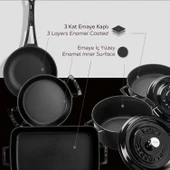 Lava Döküm 5x Trendy Serisi 8 Parça Tencere & Tava Seti  Siyah thumbnail 5