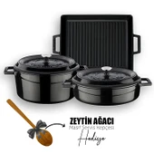 Lava Döküm 6X Trendy Serisi Döküm Demir Tencere Tava Çeyiz Seti  Siyah thumbnail 1