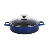 Lava Döküm Çok Amaçlı Yayvan Tencere. Glaze Serisi Çap(Ø)24cm. - Kırmızı  Mavi thumbnail 1