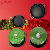 Lava Döküm 4X New Heritage Serisi Döküm Demir Tencere Tava Seti  Yeşil thumbnail 6