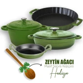 Lava Döküm 4X New Heritage Serisi Döküm Demir Tencere Tava Seti  Yeşil thumbnail 1