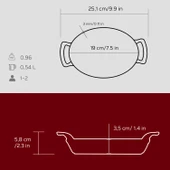 Lava Döküm Oval Sahan Döküm Demir Yekpare Çift Kulplu Ölçü 19x14cm.  Kırmızı thumbnail 5