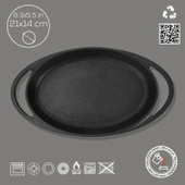 Lava Döküm Oval Sahan Döküm Demir Yekpare Çift Kulplu Ölçü 21x14cm. thumbnail 2