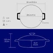 Lava Döküm Çok Amaçlı Yayvan Tencere. Glaze Serisi Çap(Ø)24cm. - Kırmızı  Mavi thumbnail 5