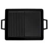 Lava Döküm Dikdörtgen Hibrit Izgara Tavası Döküm Demir Yekpare Çift Kulplu Ölçü 26x32cm. thumbnail 2