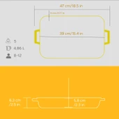 Lava Döküm Dikdörtgen Rosto ve Fırın Tepsisi Döküm Demir Yekpare Çift Kulplu Spring Serisi Ölçü 26x40cm. Sarı - 5