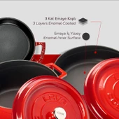 Lava Döküm 3x Trendy Serisi 6 Parça Tencere Seti  Kırmızı thumbnail 5