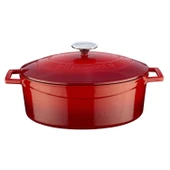 Lava Döküm Oval Tencere. Folk Serisi Ölçü 23x29cm.  Kırmızı thumbnail 1