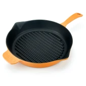 Lava Döküm Yuvarlak Izgara Tavası Döküm Demir Yekpare Saplı Spring Serisi Çap(Ø)28cm.  Turuncu thumbnail 3