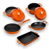 Lava Döküm 5x Trendy Serisi 8 Parça Tencere & Tava Seti  Turuncu thumbnail 2