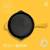 Lava Döküm Yuvarlak Kızartma Tavası Döküm Demir Yekpare Saplı Spring Serisi Çap(Ø)28cm.  Sarı thumbnail 4