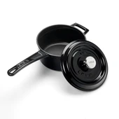 Lava Döküm Yuvarlak Sos Tenceresi. Döküm Demir Yekpare Saplı Trendy Serisi Çap(Ø16 cm.  Siyah - 2