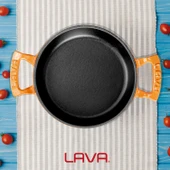 Lava Döküm Yuvarlak Sahan Döküm Demir Yekpare Çift Kulplu Çap(Ø)16cm.  Turuncu thumbnail 7