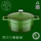 Lava Döküm Yuvarlak Tencere. Folk Çap(Ø)20cm.  Yeşil - 4