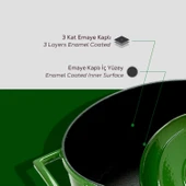 Lava Döküm Yuvarlak Tencere. Folk Çap(Ø)24cm.  Yeşil thumbnail 6