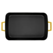 Lava Döküm Dikdörtgen Rosto ve Fırın Tepsisi Döküm Demir Yekpare Çift Kulplu Spring Serisi Ölçü 26x40cm. Sarı - 3