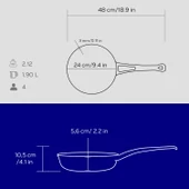 Lava Döküm Yuvarlak Kızartma Tavası Döküm Demir Yekpare Saplı Çap(Ø)24cm.  Mavi thumbnail 5