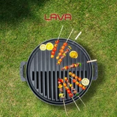 Lava Döküm Yuvarlak Mangal Izgara Set Döküm Demir Yekpare Çift Kulplu Çap (Ø)36cm. - 8