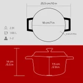 Lava Döküm Yuvarlak Tencere. Trendy Çap(Ø) 18cm.  Kırmızı thumbnail 4