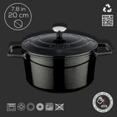 Lava Döküm Yuvarlak Tencere. Folk Çap(Ø)20cm.  Siyah - 4