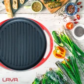 Lava Döküm Yuvarlak Izgara Tavası Döküm Demir Yekpare Kulplu Çap(Ø)28cm. - 7