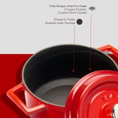 Lava Döküm Yuvarlak Tencere. Trendy Çap(Ø) 16cm.  Kırmızı thumbnail 5